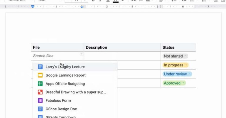 Google Docs’ updated tables are designed for project management