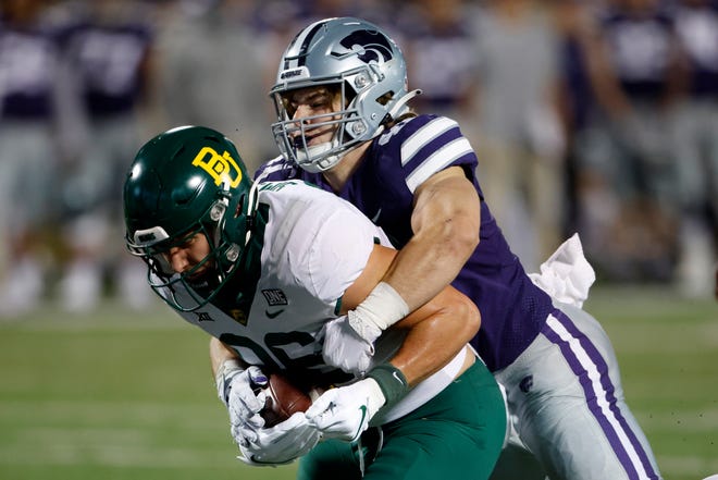 Kansas State football linebacker Austin Moore —a walk-on success story