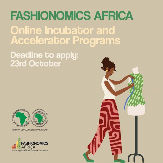  AfDB Fashionomics Africa Online Incubator and Accelerator Program for African Fashion Entrepreneurs (20,000 USD grant)