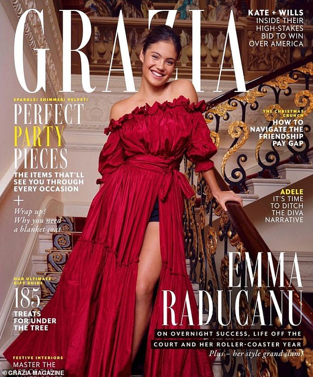 Emma Raducanu flashes her slim pins as she poses front page for her first cover shoot with Grazia